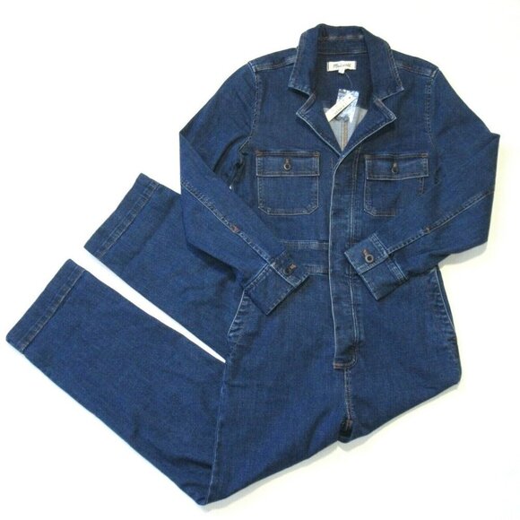 NWT Madewell Denim Slim Coverall Jumpsuit in Stanwick Wash Jean Button 0 - Picture 2 of 7